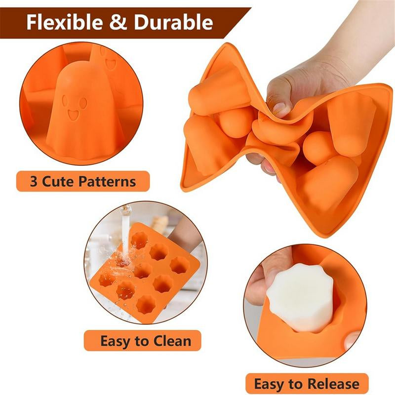 Ghost Silicone Molds 2 Packs Non-Stick 3D Chocolate Molds 9-Cavity Cute Ghost Mold for Jelly Candy Cake Halloween