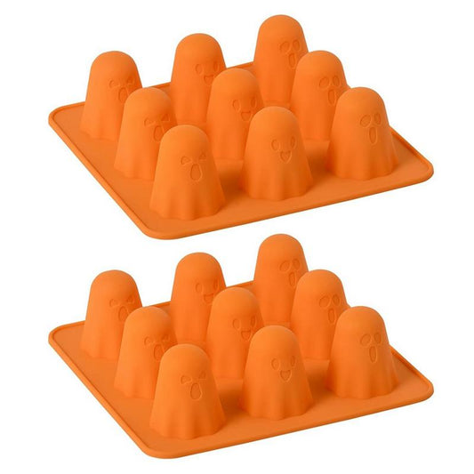 Ghost Silicone Molds 2 Packs Non-Stick 3D Chocolate Molds 9-Cavity Cute Ghost Mold for Jelly Candy Cake Halloween